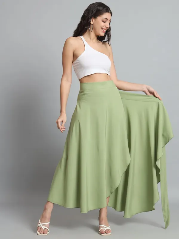 Pista_Green_Long_Wrap_Around_Maxi_Skirt_|_Wear_Long_Skirt_For_Women