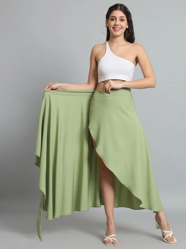Pista_Green_Long_Wrap_Around_Maxi_Skirt_|_Wear_Long_Skirt_For_Women