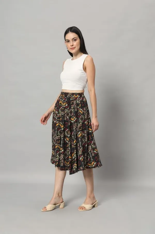 Black_Textured_Printed_Midi_Around_Skirt_Wear_Midi_Skirt_For_Women