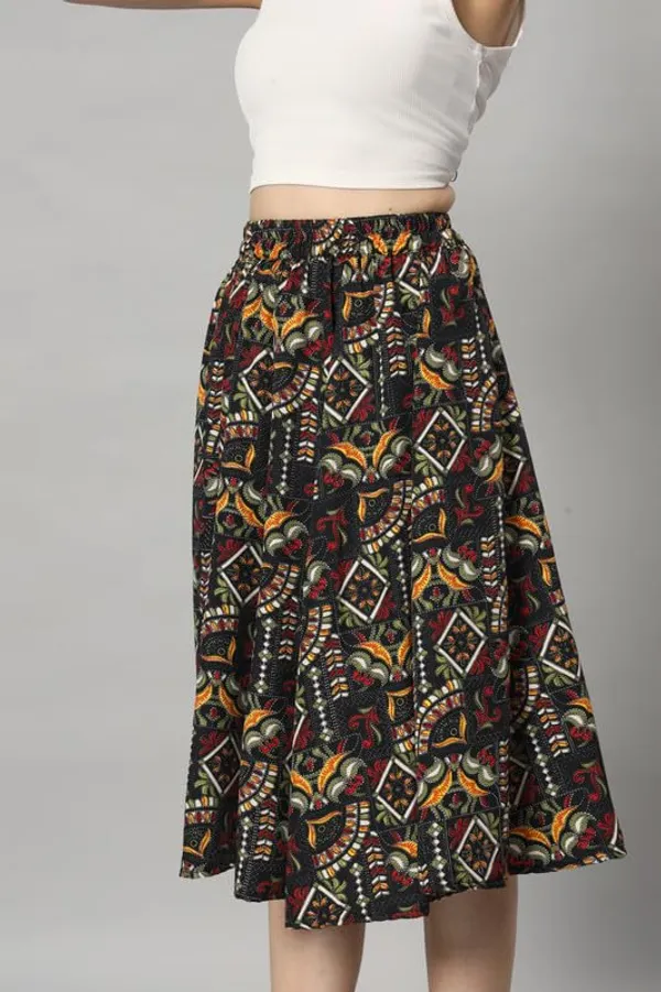 Black_Textured_Printed_Midi_Around_Skirt_Wear_Midi_Skirt_For_Women