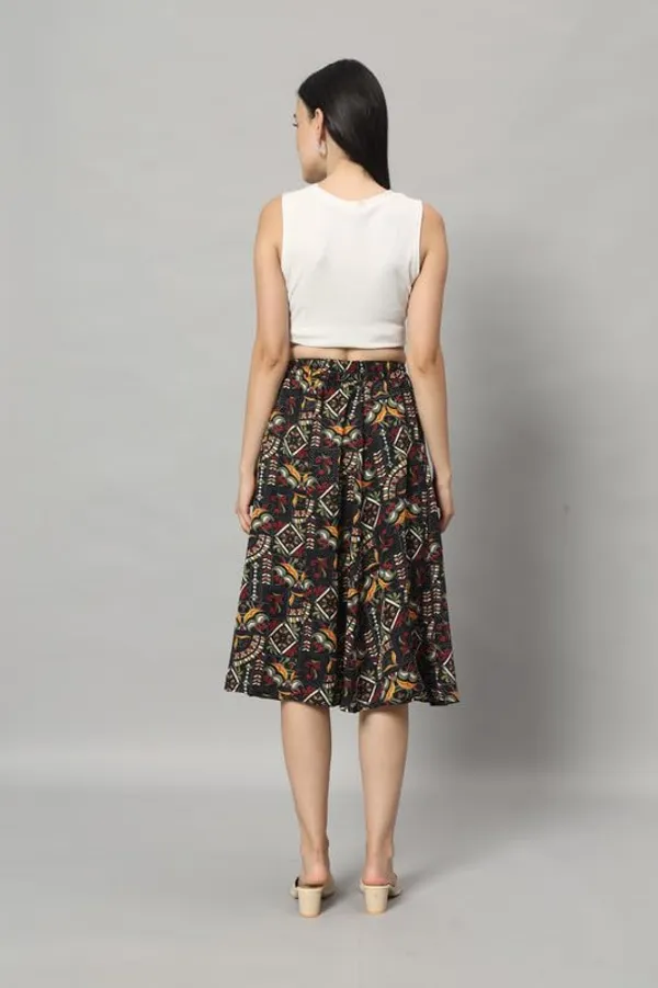 Black_Textured_Printed_Midi_Around_Skirt_Wear_Midi_Skirt_For_Women