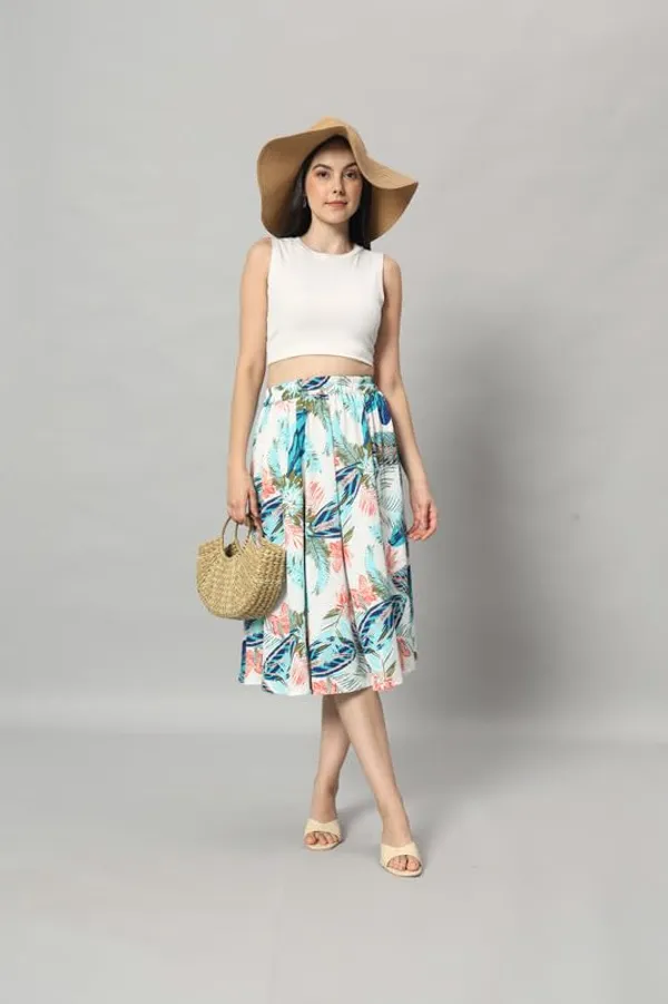 White_Textured_Printed_Midi_Around_Skirt_Wear_Midi_Skirt_For_Women