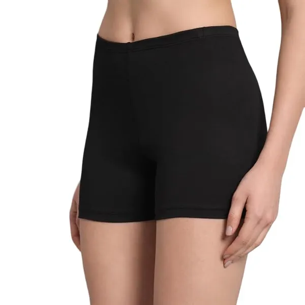 Black_Stretchable_Cotton_Stretch_Way_Lycra_Fabric_Cycling/Yoga/Casual_Shorts_For_Women