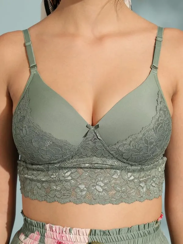 Olive_Green_Lace_Lightly_Padded_Full_Cup_Wire_Free_Bralette_Bra_For_Women