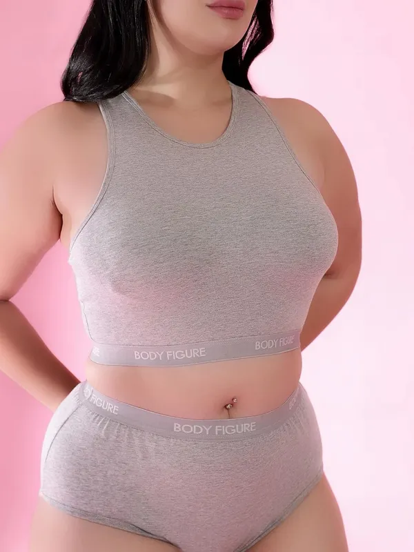 Grey_Sport_Look_Melange_Bra_Panty_Set_Round_Neckline_For_Women