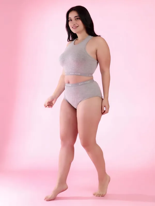 Grey_Sport_Look_Melange_Bra_Panty_Set_Round_Neckline_For_Women