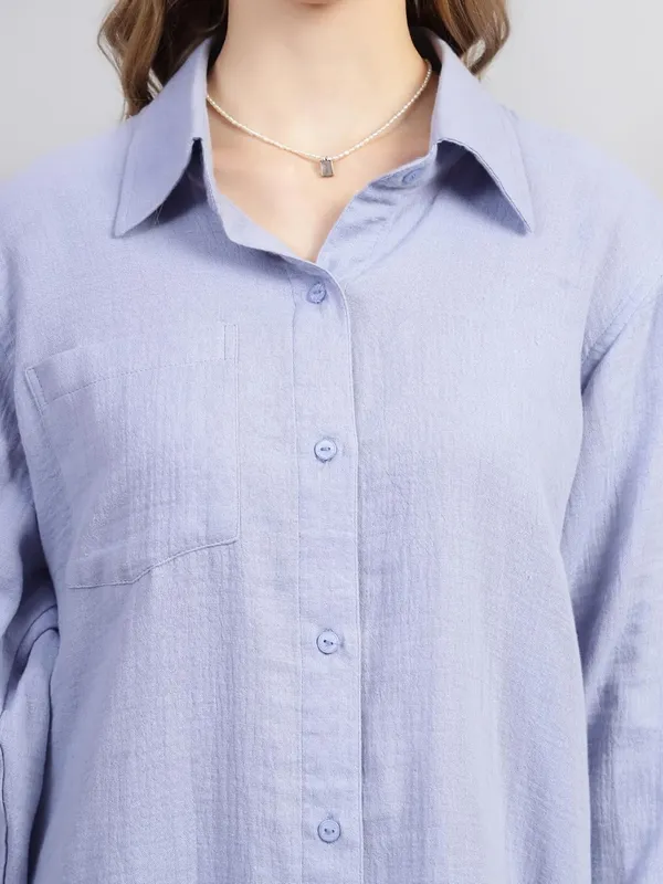 Skyblue_Muslin_Cotton_Co-Ord_Set_|__Two_Piece_Set_Shirt_Pant_For_Women