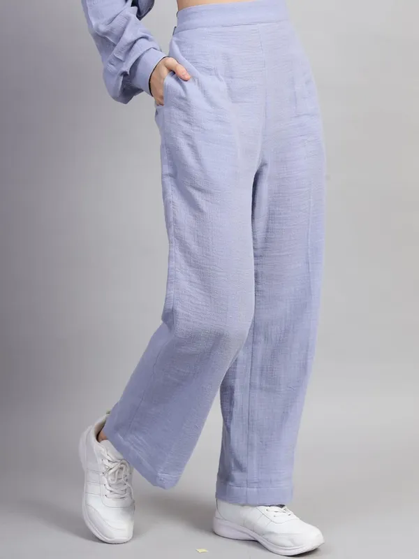 Skyblue_Muslin_Cotton_Co-Ord_Set_|__Two_Piece_Set_Shirt_Pant_For_Women