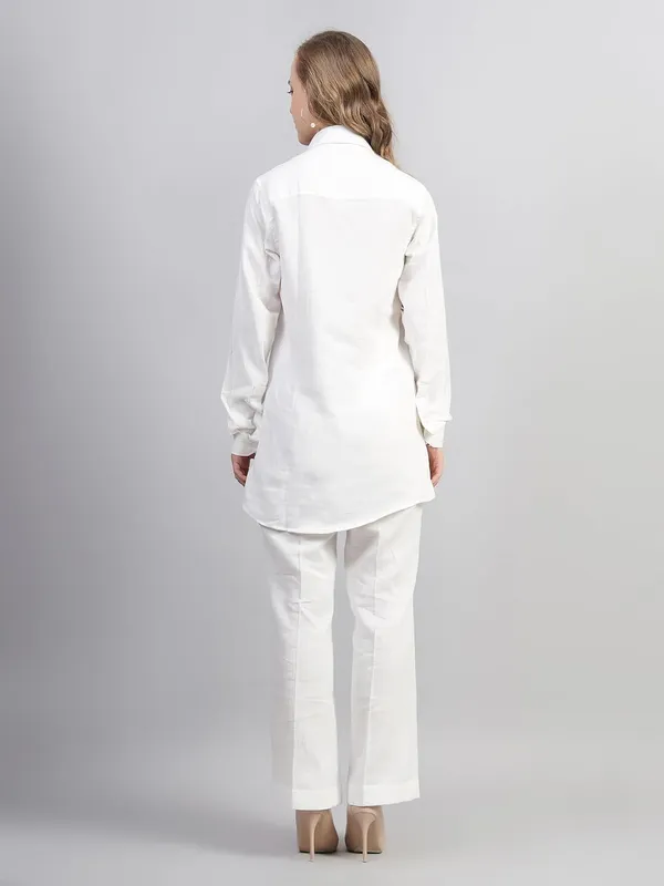 White_Muslin_Cotton_Co-Ord_Set_|__Two_Piece_Set_Shirt_Pant_For_Women