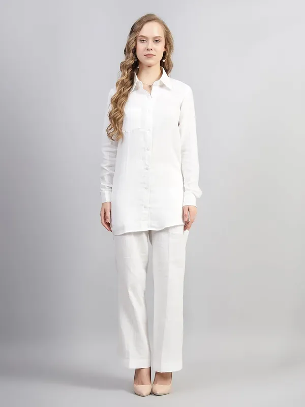 White_Muslin_Cotton_Co-Ord_Set_|__Two_Piece_Set_Shirt_Pant_For_Women