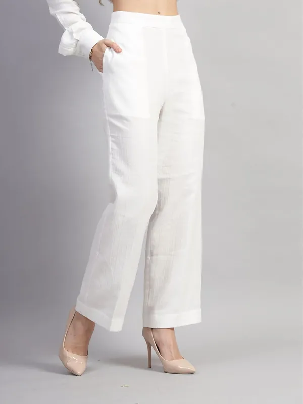 White_Muslin_Cotton_Co-Ord_Set_|__Two_Piece_Set_Shirt_Pant_For_Women