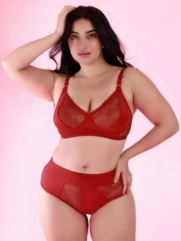 Red_Gorgeous_Bridal_Honeymoon_Cotton_Designer_Bra_Panty_Set_Lace_Push_Up_Non-Wired_Solid_Lingerie_Lace_Bra_And_Hipster_50Mm_Broad_Belt_Panty_Set_And_Lingerie_Set_For_Women