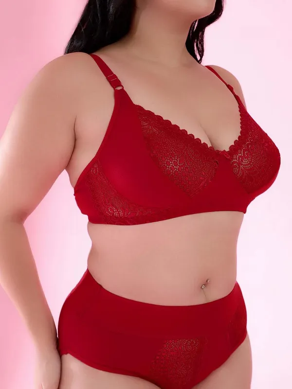 Red_Gorgeous_Bridal_Honeymoon_Cotton_Designer_Bra_Panty_Set_Lace_Push_Up_Non-Wired_Solid_Lingerie_Lace_Bra_And_Hipster_50Mm_Broad_Belt_Panty_Set_And_Lingerie_Set_For_Women