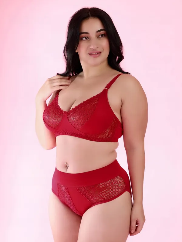Red_Gorgeous_Bridal_Honeymoon_Cotton_Designer_Bra_Panty_Set_Lace_Push_Up_Non-Wired_Solid_Lingerie_Lace_Bra_And_Hipster_50Mm_Broad_Belt_Panty_Set_And_Lingerie_Set_For_Women