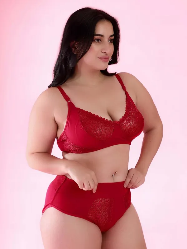 Red_Gorgeous_Bridal_Honeymoon_Cotton_Designer_Bra_Panty_Set_Lace_Push_Up_Non-Wired_Solid_Lingerie_Lace_Bra_And_Hipster_50Mm_Broad_Belt_Panty_Set_And_Lingerie_Set_For_Women