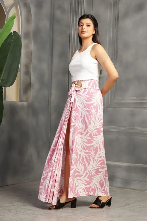 Pink_High-Waist_Cocktail_Wrap_Around_Maxi_Skirt_With_Brass_Ring_Tie-Up_Closure_|_Adjustable_Floor-Length_Saree_Drape_Inspired_Wrap_Skirt_For_Women