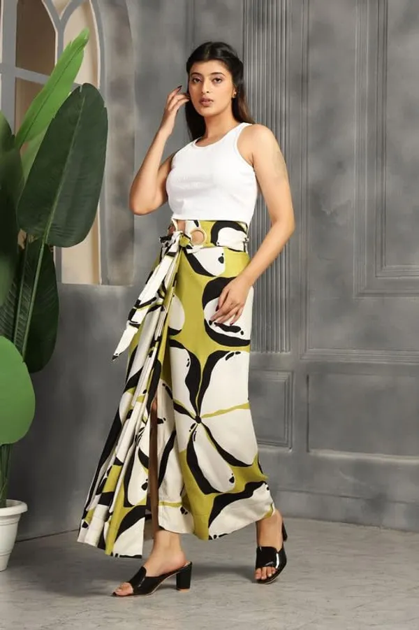 Lime_Green_High-Waist_Cocktail_Wrap_Around_Maxi_Skirt_With_Brass_Ring_Tie-Up_Closure_|_Adjustable_Floor-Length_Saree_Drape_Inspired_Wrap_Skirt_For_Women