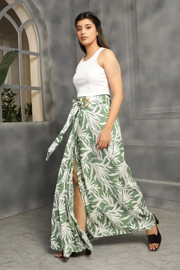 Green_High-Waist_Cocktail_Wrap_Around_Maxi_Skirt_With_Brass_Ring_Tie-Up_Closure_|_Adjustable_Floor-Length_Saree_Drape_Inspired_Wrap_Skirt_For_Women