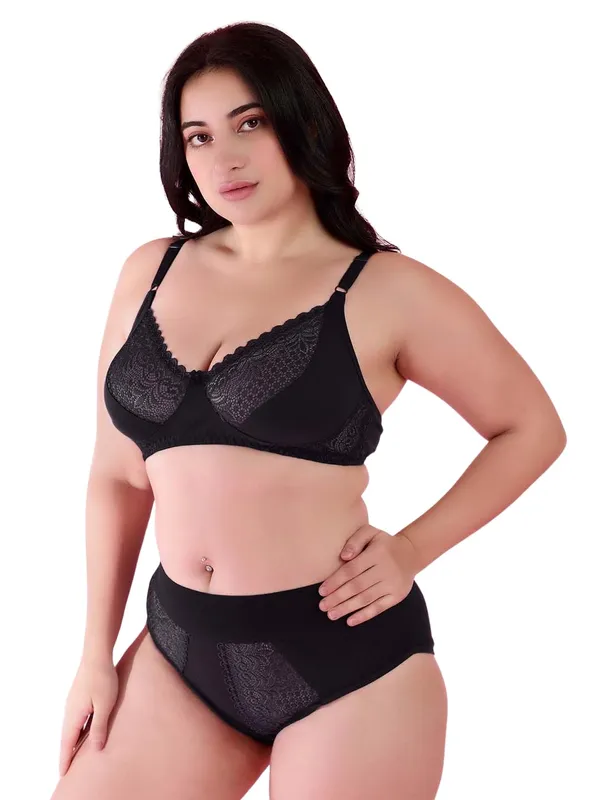 Black_Gorgeous_Bridal_Honeymoon_Cotton_Designer_Bra_Panty_Set_Lace_Push_Up_Non-Wired_Solid_Lingerie_Lace_Bra_And_Hipster_50Mm_Broad_Belt_Panty_Set_And_Lingerie_Set_For_Women