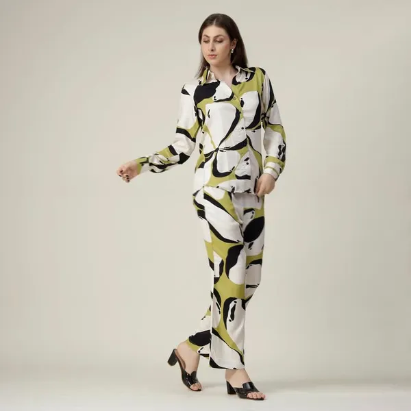 Multicolour_2_Piece_Co-Ords_Set_Premium_Viscose_Rayon_Shirt_Dickey_Collar_Full_Sleeve_Regular_Fit_Casual_Shirt_Trousers_Printed_Design_For_Women