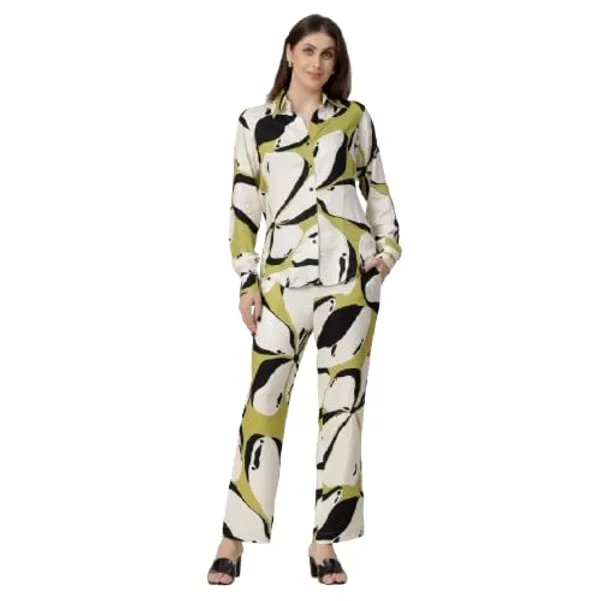 Multicolour_2_Piece_Co-Ords_Set_Premium_Viscose_Rayon_Shirt_Dickey_Collar_Full_Sleeve_Regular_Fit_Casual_Shirt_Trousers_Printed_Design_For_Women