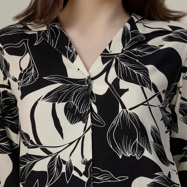 Black_2_Piece_Co-Ords_Set_Premium_Viscose_Rayon_Shirt_Dickey_Collar_Full_Sleeve_Regular_Fit_Casual_Shirt_Trousers_Printed_Design_For_Women
