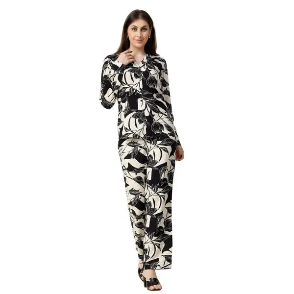 Black_2_Piece_Co-Ords_Set_Premium_Viscose_Rayon_Shirt_Dickey_Collar_Full_Sleeve_Regular_Fit_Casual_Shirt_Trousers_Printed_Design_For_Women