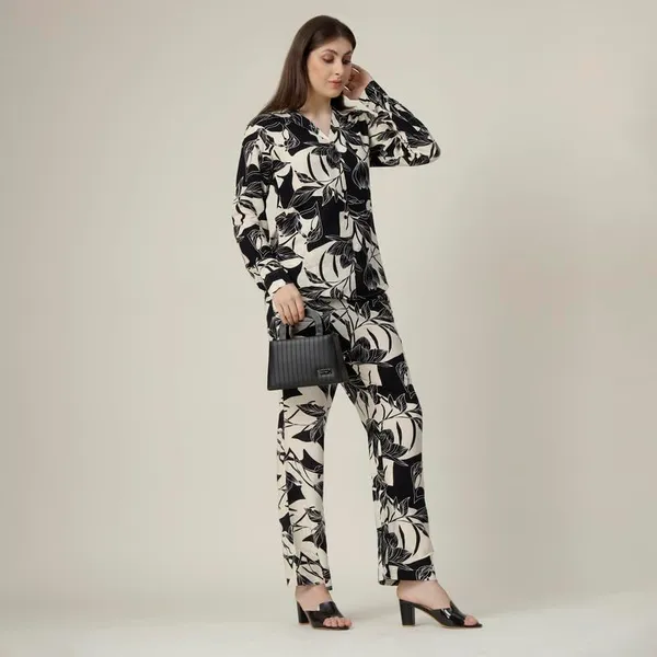 Black_2_Piece_Co-Ords_Set_Premium_Viscose_Rayon_Shirt_Dickey_Collar_Full_Sleeve_Regular_Fit_Casual_Shirt_Trousers_Printed_Design_For_Women