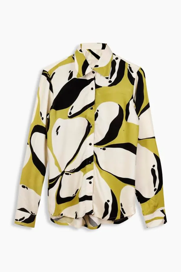 Multicolour_Elegant_Button_Down_Shirt_Long_Sleeve_Abstract_Print_Casual_Workwear_Top_Trendy_Casual_Look_For_Women