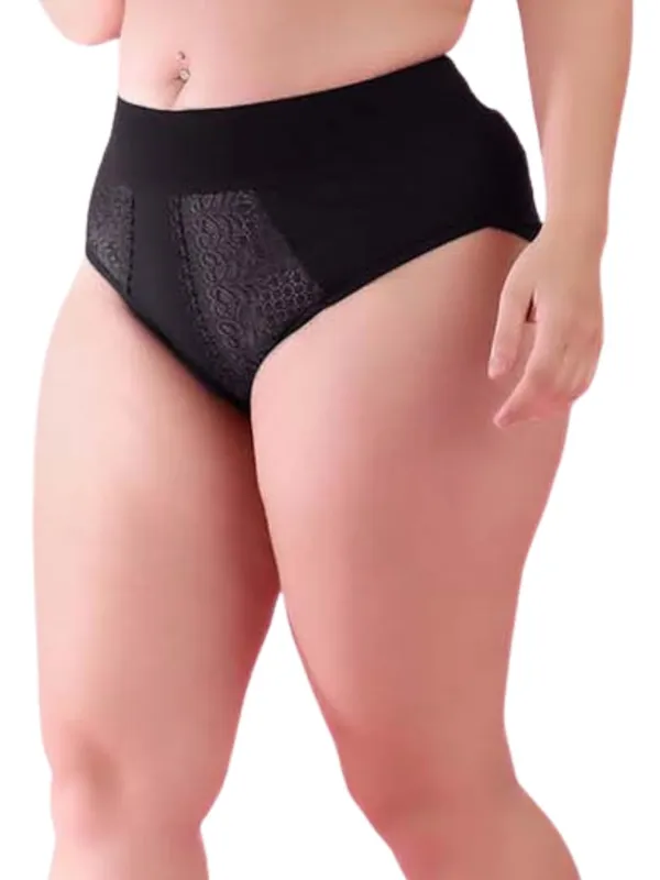 Black_High_Waist_Tummy_Control_Shapewear_Slimming_Underwear_Hipster_Panty_With_Inner_Elastic_Broad_Belt_Stretchable_Belly_Control_Panty_For_Women