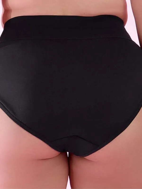 Black_High_Waist_Tummy_Control_Shapewear_Slimming_Underwear_Hipster_Panty_With_Inner_Elastic_Broad_Belt_Stretchable_Belly_Control_Panty_For_Women
