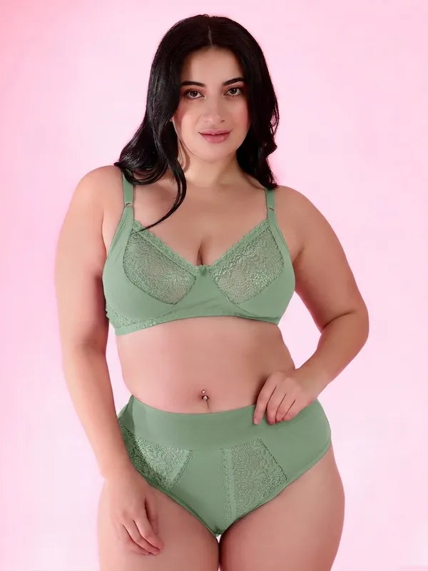 PLUS_SIZE_Gorgeous_Bridal_Honeymoon_Cotton_Designer_Bra_Panty_Set_Lace_Push_Up_Non-Wired_Solid_Lingerie_Lace_Bra_and_Hipster_50MM_Broad_Belt_Panty_Set_for_Women_and_Girls_Lingerie_Set