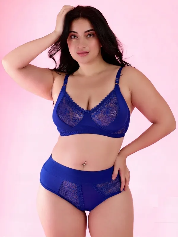 PLUS_SIZE_Gorgeous_Bridal_Honeymoon_Cotton_Designer_Bra_Panty_Set_Lace_Push_Up_Non-Wired_Solid_Lingerie_Lace_Bra_and_Hipster_50MM_Broad_Belt_Panty_Set_for_Women_and_Girls_Lingerie_Set