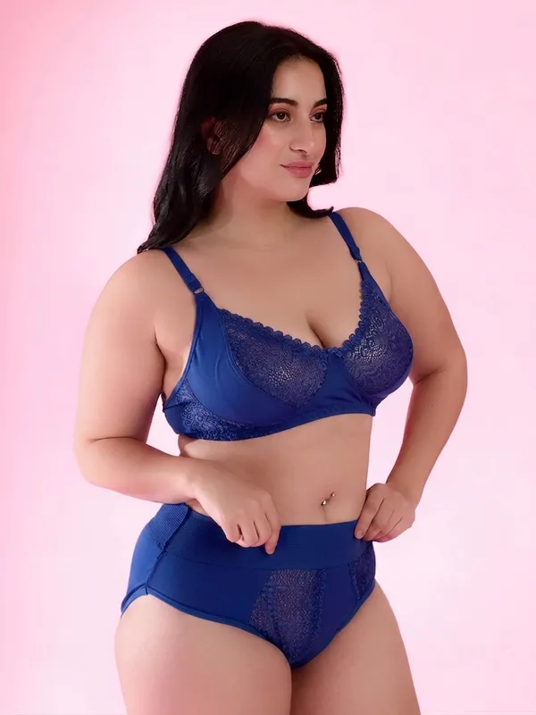 PLUS_SIZE_Gorgeous_Bridal_Honeymoon_Cotton_Designer_Bra_Panty_Set_Lace_Push_Up_Non-Wired_Solid_Lingerie_Lace_Bra_and_Hipster_50MM_Broad_Belt_Panty_Set_for_Women_and_Girls_Lingerie_Set