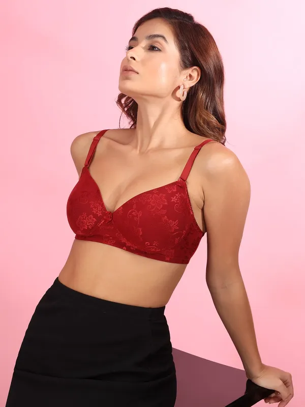 Women's_Gorgeous_Honeymoon_Red_Rose_Lightly_Padded_Lace_Push_up_Bra_