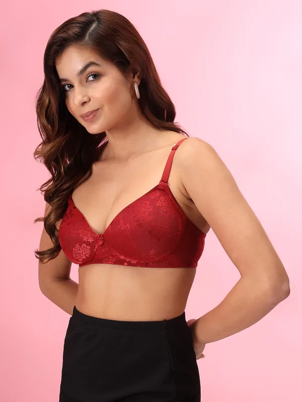 Women's_Gorgeous_Honeymoon_Red_Rose_Lightly_Padded_Lace_Push_up_Bra_