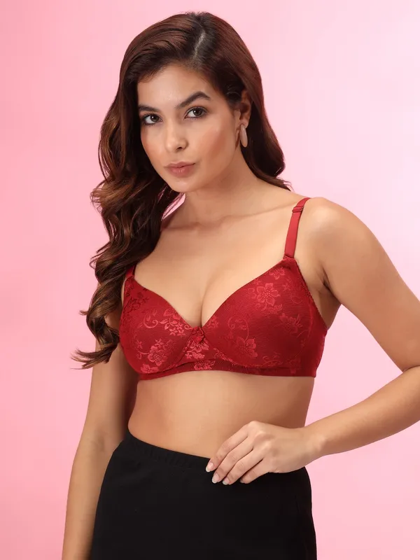 Women's_Gorgeous_Honeymoon_Red_Rose_Lightly_Padded_Lace_Push_up_Bra_