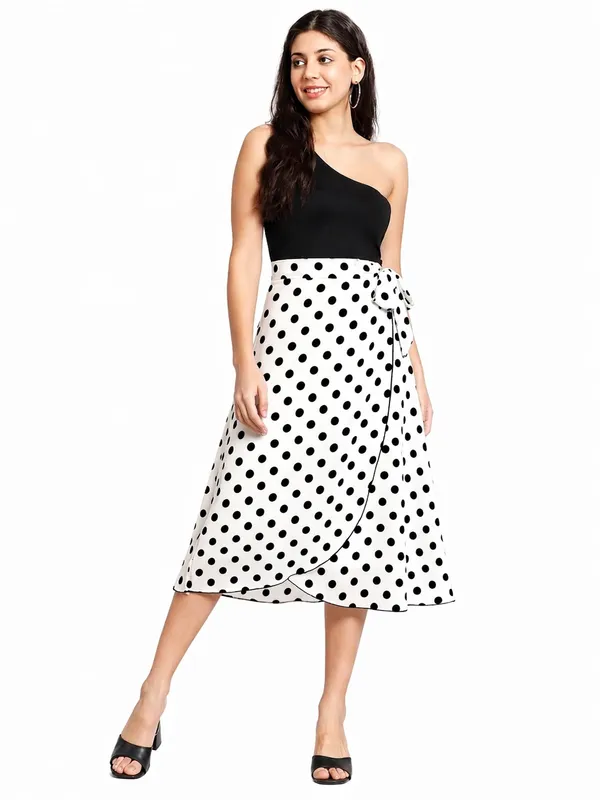 GIRLCODE_Polka_Dot_Wrap_Skirt_|_Midi_Length_Tie-Up_A-Line_Skirt_|_High_Waist_Casual
