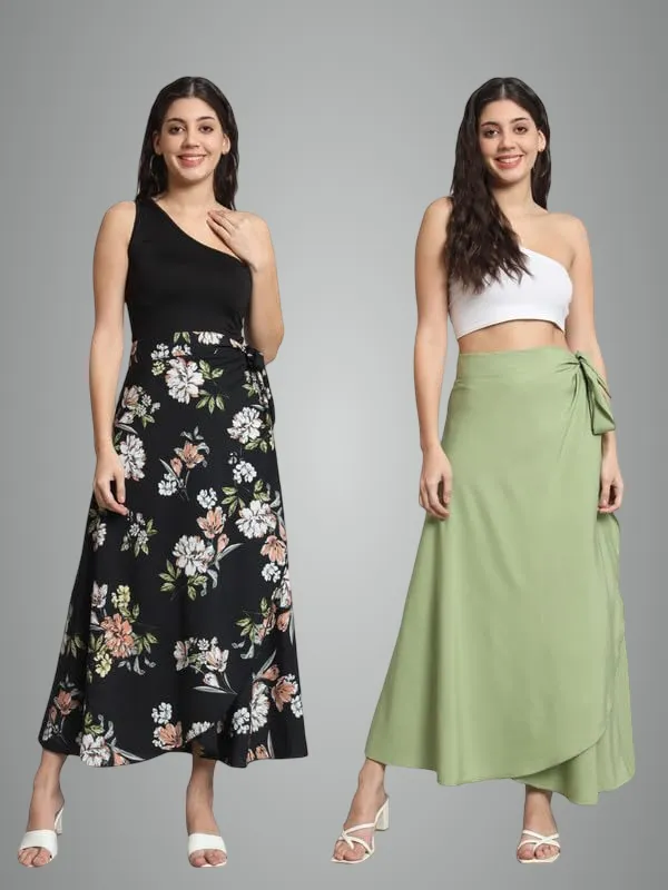 Black_&_Pista_Combo_Long_Wrap_Around_Maxi_Skirt_|_Wear_Long_Skirt_For_Women_(Pack_Of_2)