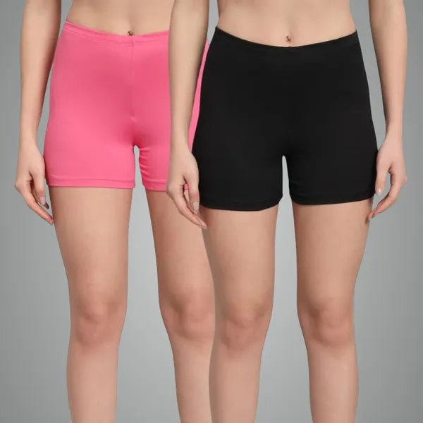Pink_&_Black_Workout_Yoga_Athletic_Running_Dance_Gym_Shorts_High_Waist_Cheerleader_Volleyball_Short_Pants_For_Women_(Pack_Of_2)