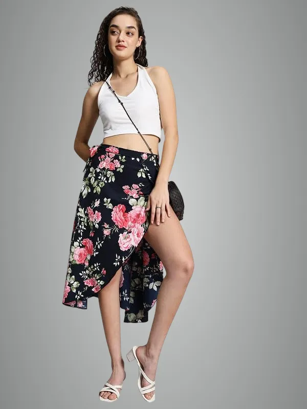 Dark_Blue_Floral_Midi_Textured_Print_Wrap_Around_Maxi_Skirt_|_Wear_Midi_Skirt_For_Women
