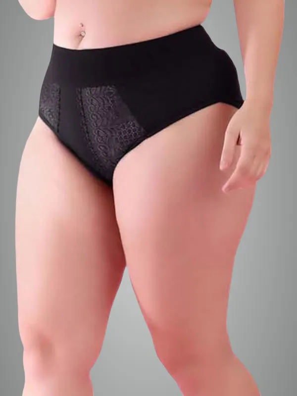 Black_High_Waist_Tummy_Control_Shapewear_Slimming_Underwear_Hipster_Panty_With_Inner_Elastic_Broad_Belt_Stretchable_Belly_Control_Panty_For_Women