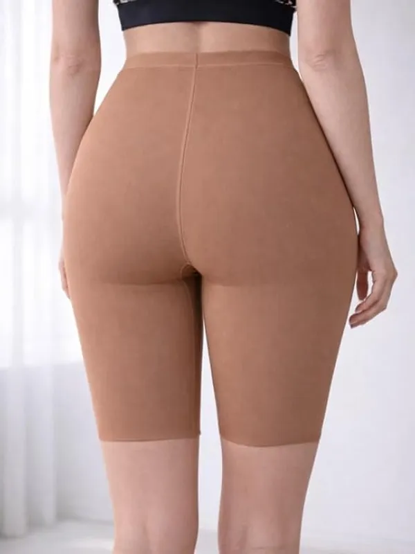 Brown_Nylon_Spandex_High_Waist_Cycling_Shorts_Bike_Bicycle_Shorts_For_Women
