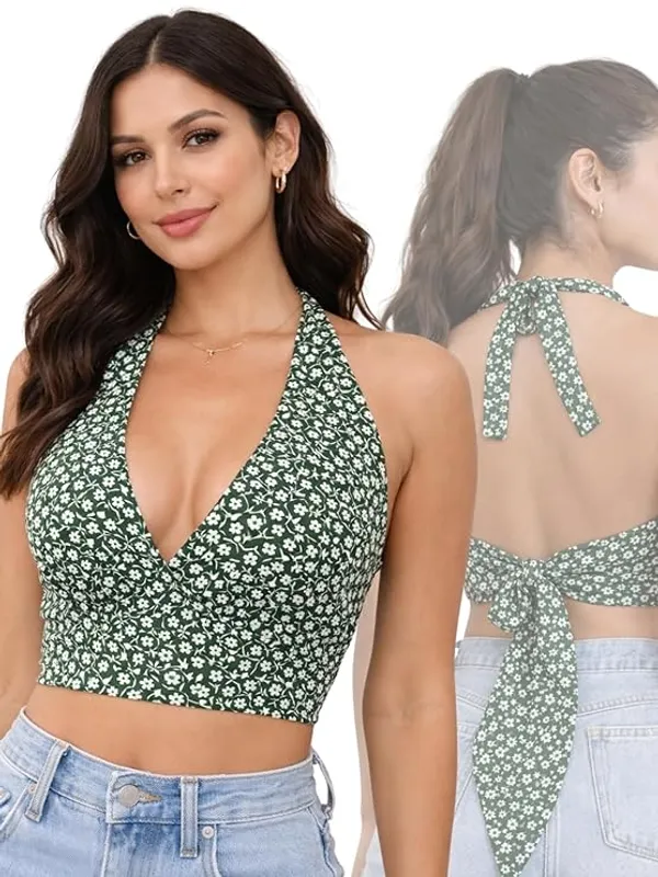 Green_Floral_Halter_Neck_Wrap_Top_With_Adjustable_Wrap_Waist