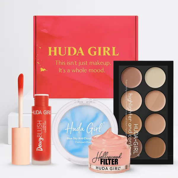 HUDA_GIRL_Full_Face_Gifting_Makeup_Kit_-_Hollywood_Filter_Face_Primer,_8_Shade_Concealer_&_Contour_Palette,_Oil_Control_Jelly_Compact_&_Cherry_Liquid_Blush