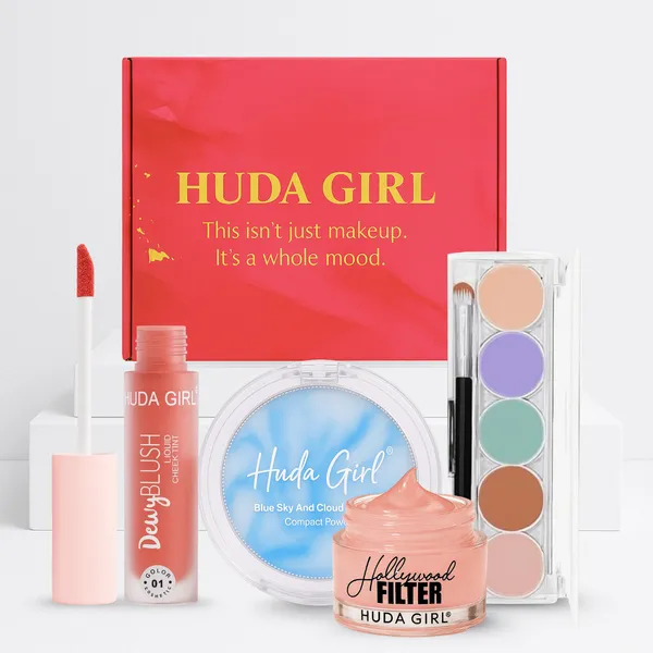 HUDA_GIRL_Full_Face_Gifting_Makeup_Kit_-_Hollywood_Filter_Face_Primer,_5_Shade_Concealer_&_Color_Corrector_Palette,_Oil_Control_Jelly_Compact_&_Peach_Liquid_Blush