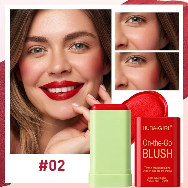 2in1_Lip_and_Cheek_Blush_Stick_for_Smooth_&_Flawless_Face_Makeup_-_Hot_Red