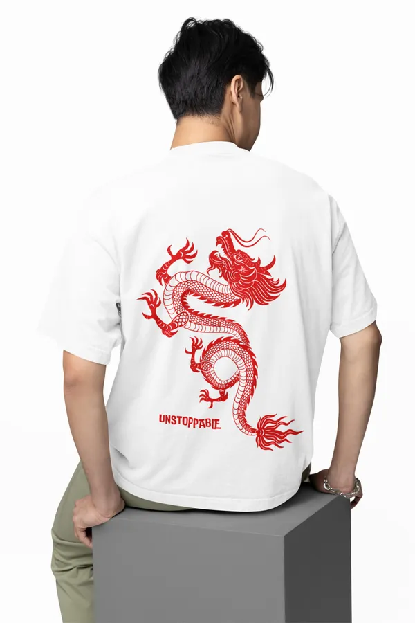 White_Dry_Fit_Dragon_Series_Oversized_T-Shirt_For_Unisex
