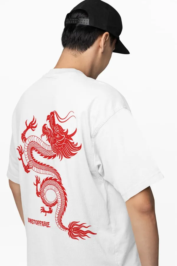 White_Dry_Fit_Dragon_Series_Oversized_T-Shirt_For_Unisex