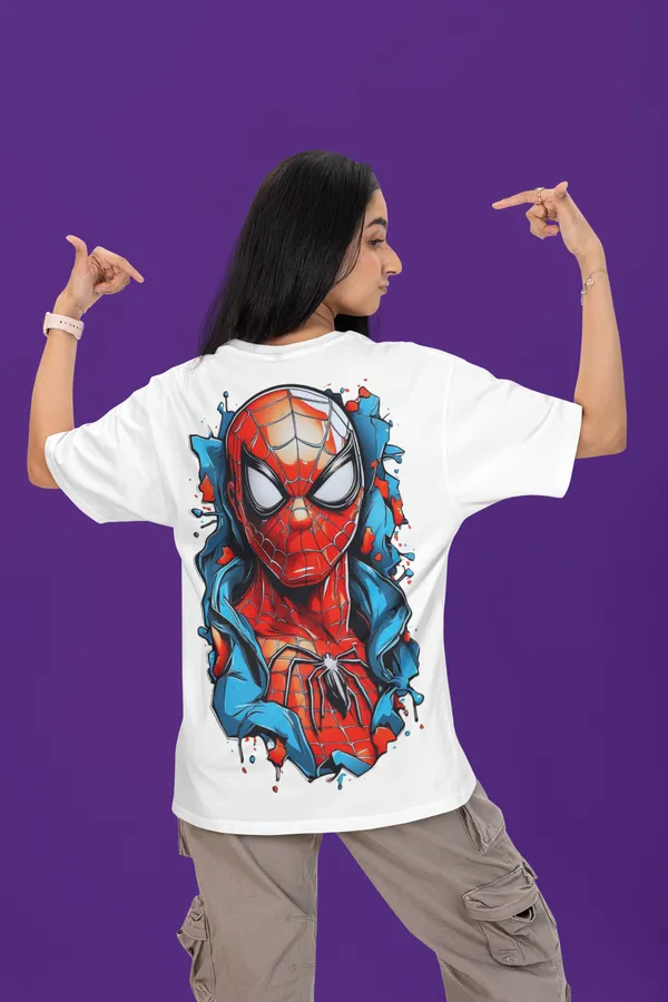 White_Dry_Fit_Marvel_Spider-Man_Oversized_T-Shirt_For_Unisex